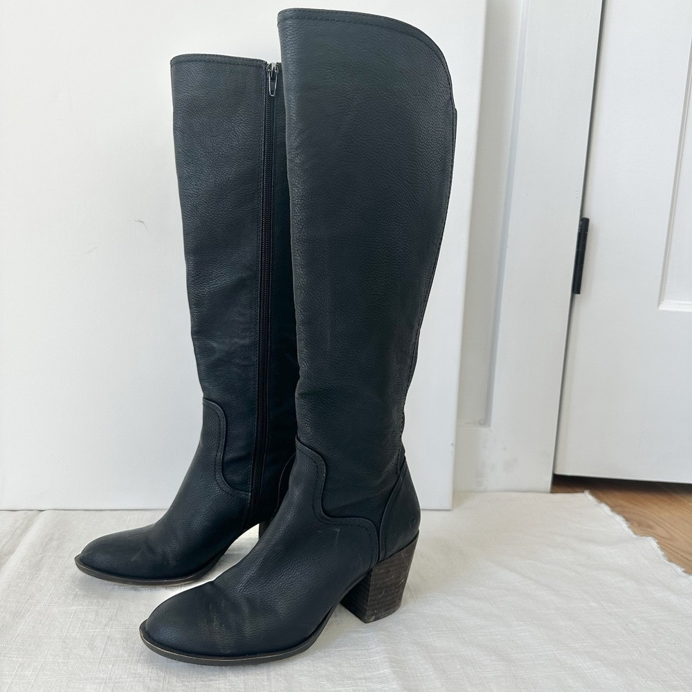 Lucky Brand Balissa Women's Boots Black Tall Black‎ 5.5 Heel Leather